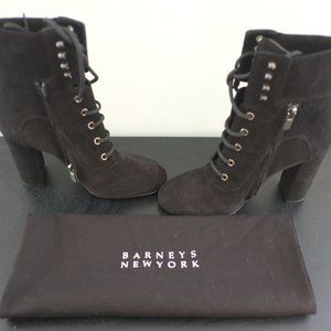 Barneys New York Suede Lace-up Ankle Boots